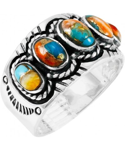 Turquoise Ring Sterling Silver 925 Genuine Gemstones Size 6 to 11 Spiny Turquoise $18.04 Rings