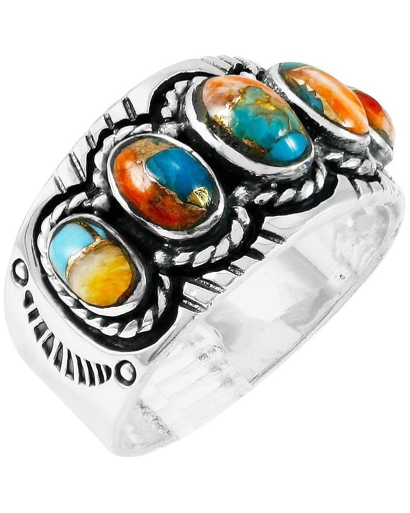 Turquoise Ring Sterling Silver 925 Genuine Gemstones Size 6 to 11 Spiny Turquoise $18.04 Rings