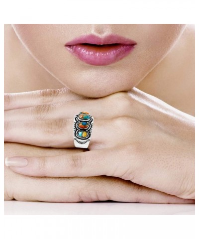 Turquoise Ring Sterling Silver 925 Genuine Gemstones Size 6 to 11 Spiny Turquoise $18.04 Rings