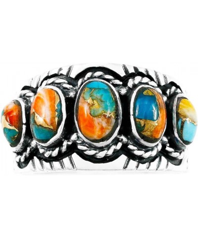 Turquoise Ring Sterling Silver 925 Genuine Gemstones Size 6 to 11 Spiny Turquoise $18.04 Rings