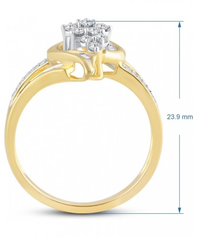 10K Yellow Gold 1/2 Cttw Round and Baguette Cut Natural White Round Diamond Cluster Ring $145.80 Rings