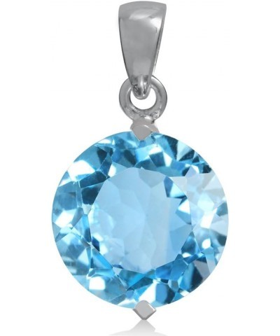 12MM Round Shape Gemstone White Gold Plated 925 Sterling Silver Solitaire Pendant Jewelry for Women genuine blue topaz $29.28...