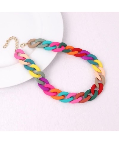 Colorful Acrylic Chain Choker Necklaces For Women Statement Matte Resin Wide Chain Collar Neck Jewelry AM69A (Neon Yellow) Co...