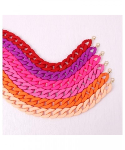 Colorful Acrylic Chain Choker Necklaces For Women Statement Matte Resin Wide Chain Collar Neck Jewelry AM69A (Neon Yellow) Co...