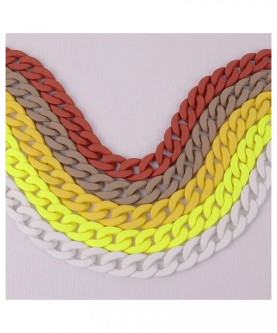 Colorful Acrylic Chain Choker Necklaces For Women Statement Matte Resin Wide Chain Collar Neck Jewelry AM69A (Neon Yellow) Co...