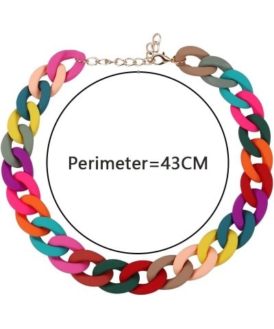 Colorful Acrylic Chain Choker Necklaces For Women Statement Matte Resin Wide Chain Collar Neck Jewelry AM69A (Neon Yellow) Co...