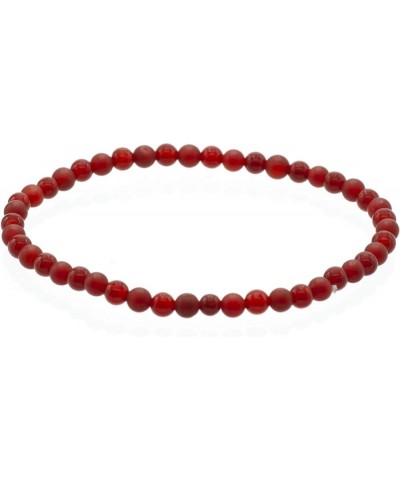 Alternating Matte and Glossy 4mm Round Carnelian Stretch Bracelet (in various lengths: 6.5, 7, 7.5, 8 Inches for Men.Women an...