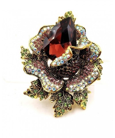 Luxurious Designer Gold Tone Multi Color Leaves Pink Rhinestone Rose Flower Broach and Pins for Women Purple $10.59 Brooches ...