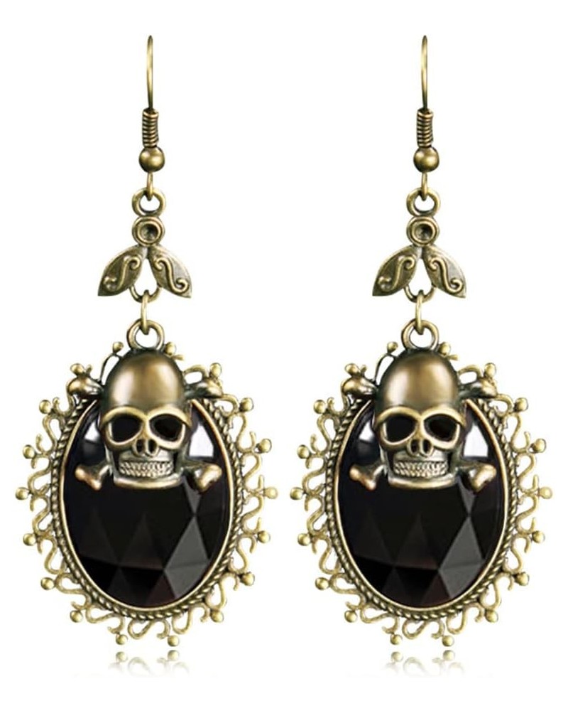 Halloween Skull Earrings Gothic Crystal Drop Dangle Earrings Retro Personality Steampunk Punk Earrings Jewelry for Women Girl...