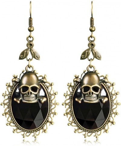 Halloween Skull Earrings Gothic Crystal Drop Dangle Earrings Retro Personality Steampunk Punk Earrings Jewelry for Women Girl...