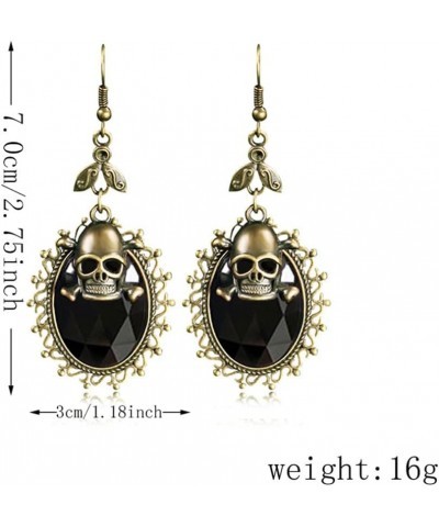 Halloween Skull Earrings Gothic Crystal Drop Dangle Earrings Retro Personality Steampunk Punk Earrings Jewelry for Women Girl...