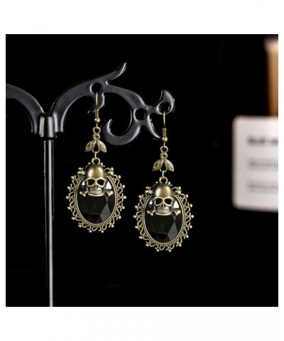 Halloween Skull Earrings Gothic Crystal Drop Dangle Earrings Retro Personality Steampunk Punk Earrings Jewelry for Women Girl...