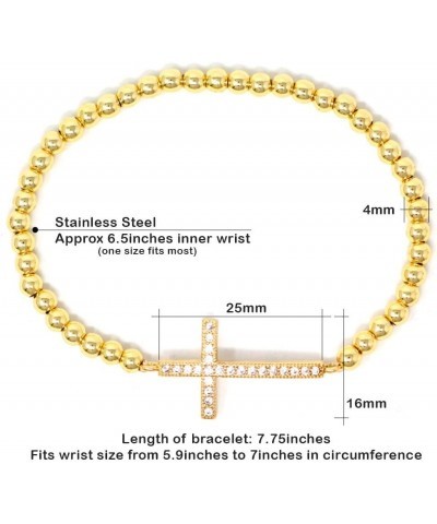 by you Women Teen Girls Stainless Steel Fashion Design Charm Rhinestone Gold Silver Bead Ball Stretchable Elastic Bracelets C...