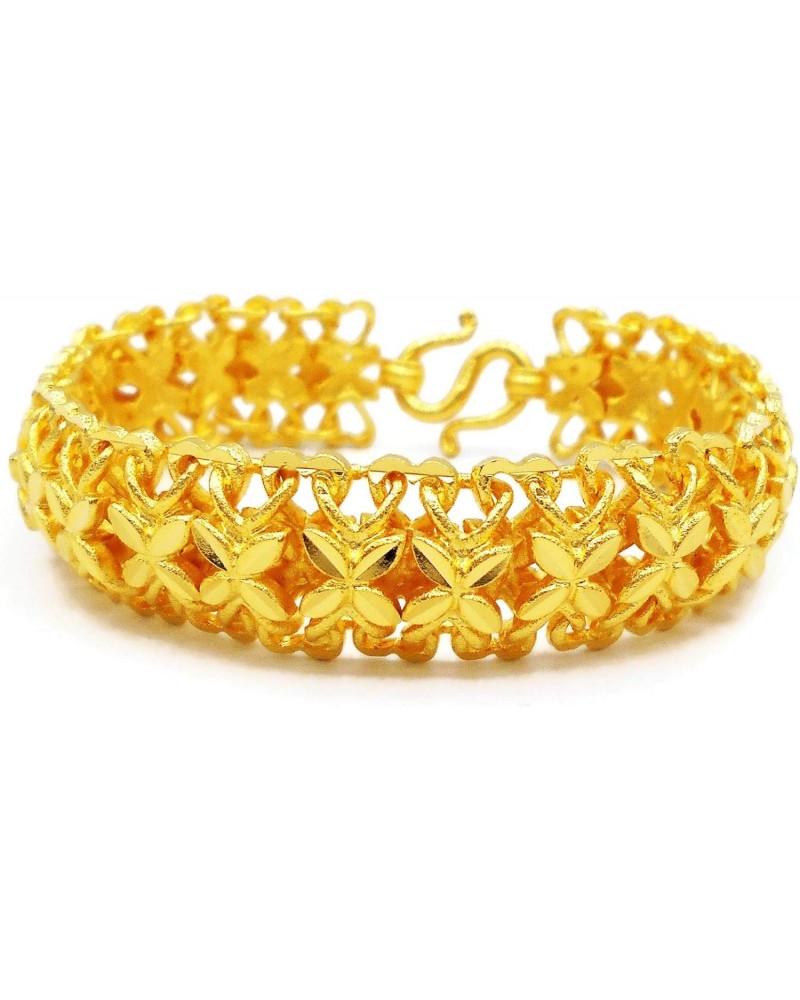 Flower Lai Thai Gold Plated Bangle 22k 24k Thai Baht Yellow Gold Filled Jewelry Bracelet 7 inch For Women $25.99 Bracelets