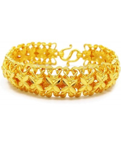 Flower Lai Thai Gold Plated Bangle 22k 24k Thai Baht Yellow Gold Filled Jewelry Bracelet 7 inch For Women $25.99 Bracelets