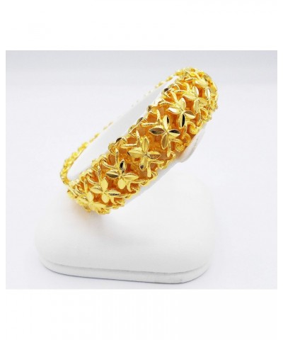 Flower Lai Thai Gold Plated Bangle 22k 24k Thai Baht Yellow Gold Filled Jewelry Bracelet 7 inch For Women $25.99 Bracelets