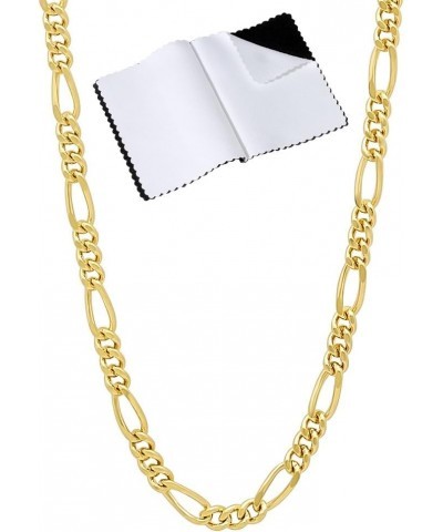 3mm-5mm 14k Yellow Gold Plated Flat Figaro Chain Necklace or Bracelet 16.0 Inches 3mm Necklace $23.19 Necklaces