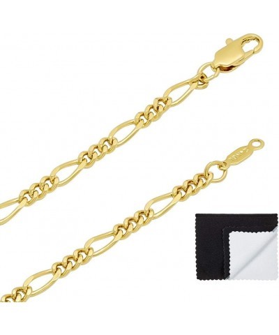 3mm-5mm 14k Yellow Gold Plated Flat Figaro Chain Necklace or Bracelet 16.0 Inches 3mm Necklace $23.19 Necklaces