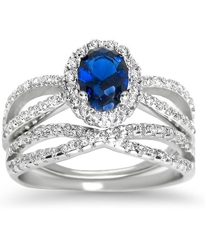 His Hers Sterling Blue Sapphire CZ Bridal Wedding Band Engagement Ring Set Him Her Her 5 - His 13 $49.95 Sets