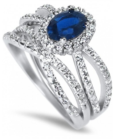 His Hers Sterling Blue Sapphire CZ Bridal Wedding Band Engagement Ring Set Him Her Her 5 - His 13 $49.95 Sets