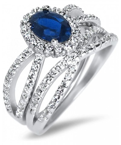 His Hers Sterling Blue Sapphire CZ Bridal Wedding Band Engagement Ring Set Him Her Her 5 - His 13 $49.95 Sets