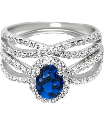 His Hers Sterling Blue Sapphire CZ Bridal Wedding Band Engagement Ring Set Him Her Her 5 - His 13 $49.95 Sets