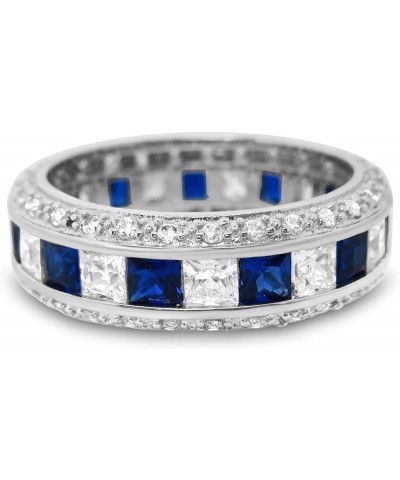 His Hers Sterling Blue Sapphire CZ Bridal Wedding Band Engagement Ring Set Him Her Her 5 - His 13 $49.95 Sets