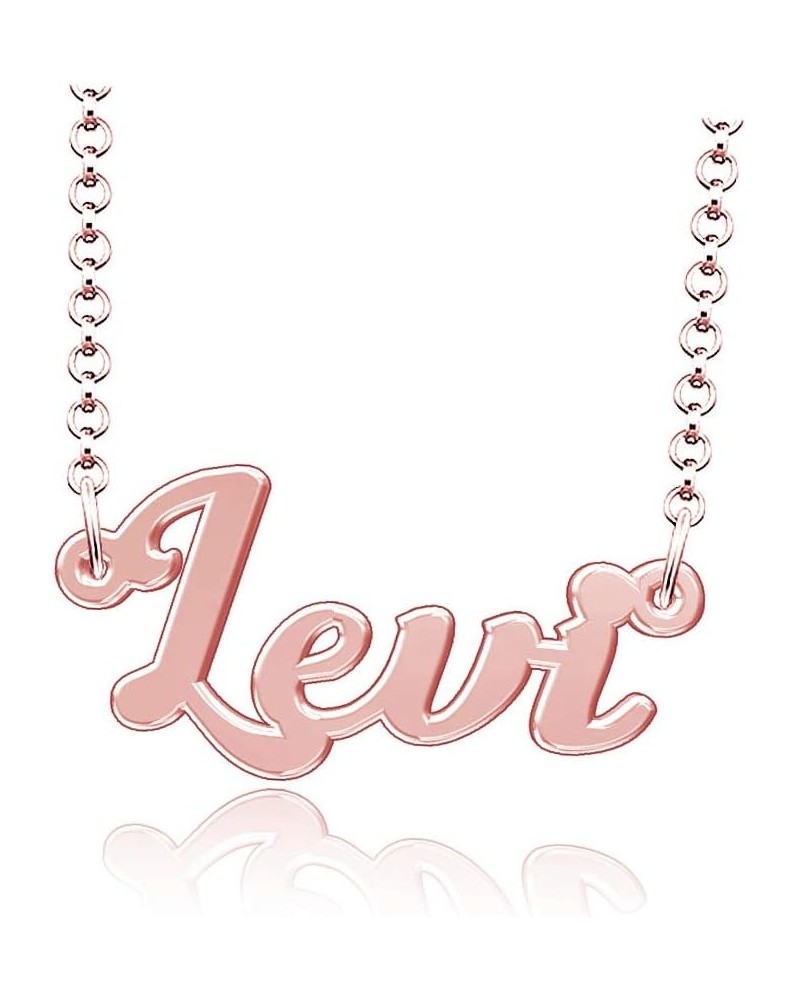 Customized Levi Name Necklace Sterling Silver Plated Custom Made of Last Name Gift for Family Font9-Rose Gold $14.39 Necklaces