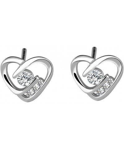 Heart Hug Sterling Silver Earrings for Women Girls Teens Cubic Zirconia Love Hearted Stud Tiny Small Cartilage Tragus Post Pi...