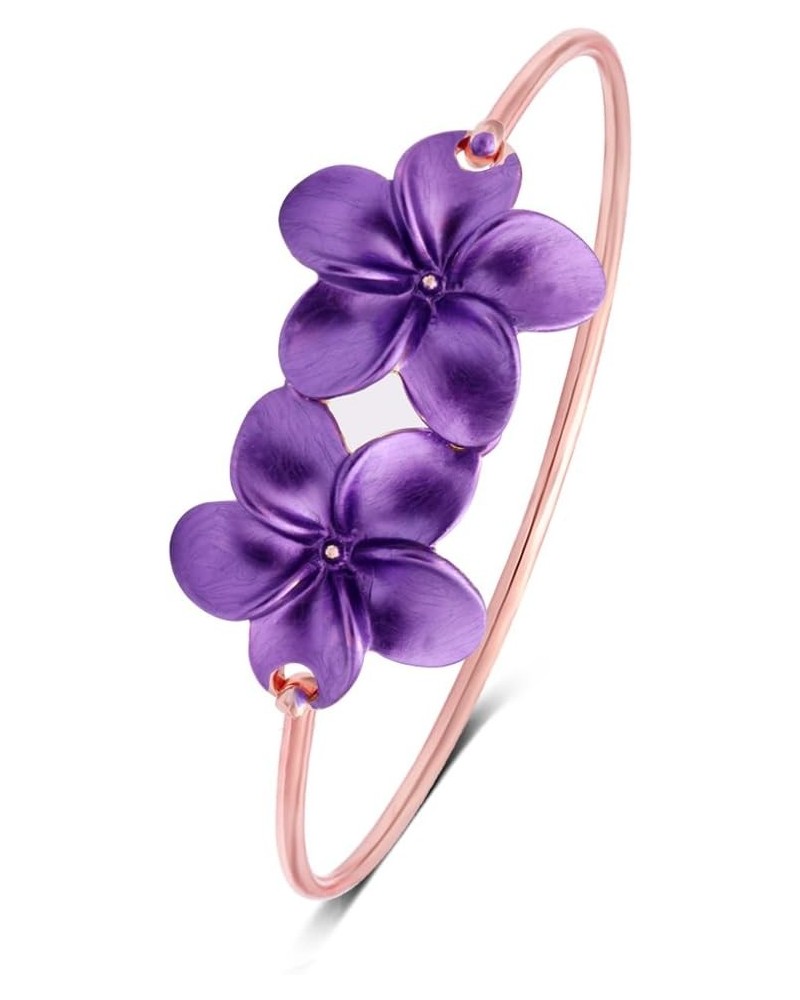 3 Colors Plumeria Flower Bangle Purple Floral Flower Hook Bangle Bracelet Bridesmaid Gift Rose Gold $8.79 Bracelets