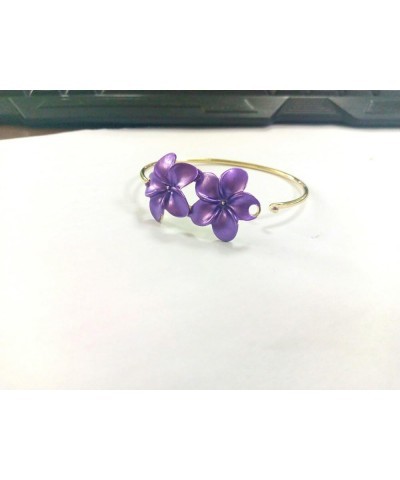 3 Colors Plumeria Flower Bangle Purple Floral Flower Hook Bangle Bracelet Bridesmaid Gift Rose Gold $8.79 Bracelets