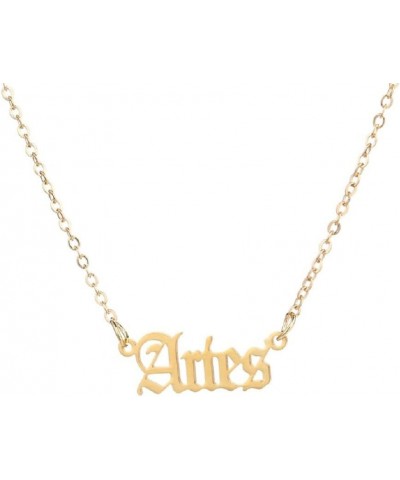 18K Gold Plated Astrology Necklace Jewelry 12 Zodiac Pendant Horoscope Constellations Necklace for Women Girls Aries $5.99 Ne...