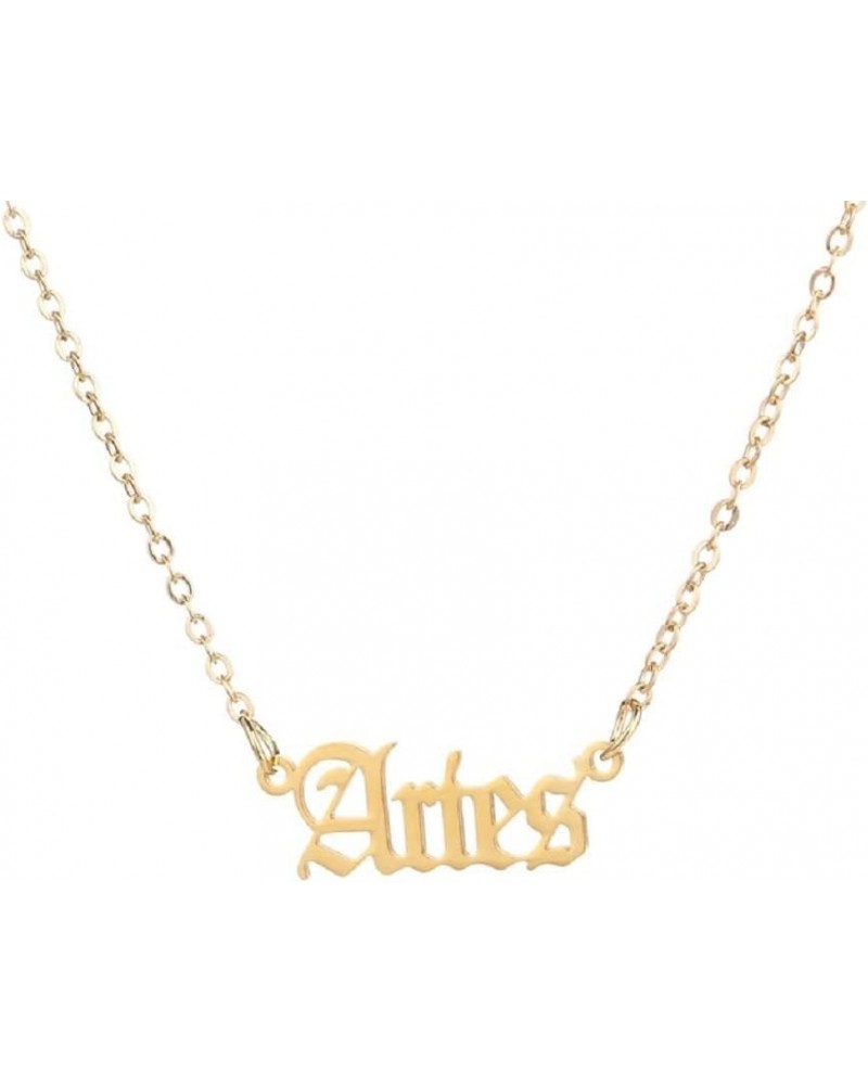 18K Gold Plated Astrology Necklace Jewelry 12 Zodiac Pendant Horoscope Constellations Necklace for Women Girls Aries $5.99 Ne...