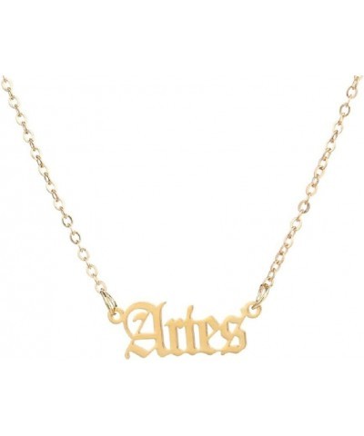 18K Gold Plated Astrology Necklace Jewelry 12 Zodiac Pendant Horoscope Constellations Necklace for Women Girls Aries $5.99 Ne...