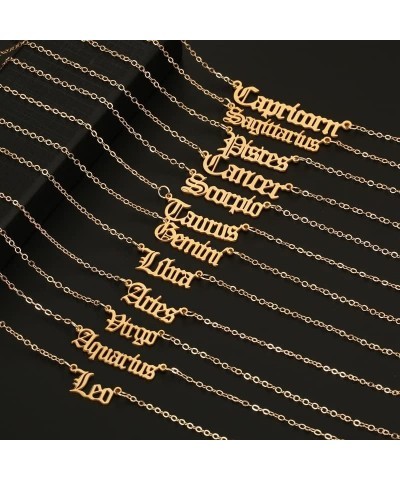 18K Gold Plated Astrology Necklace Jewelry 12 Zodiac Pendant Horoscope Constellations Necklace for Women Girls Aries $5.99 Ne...