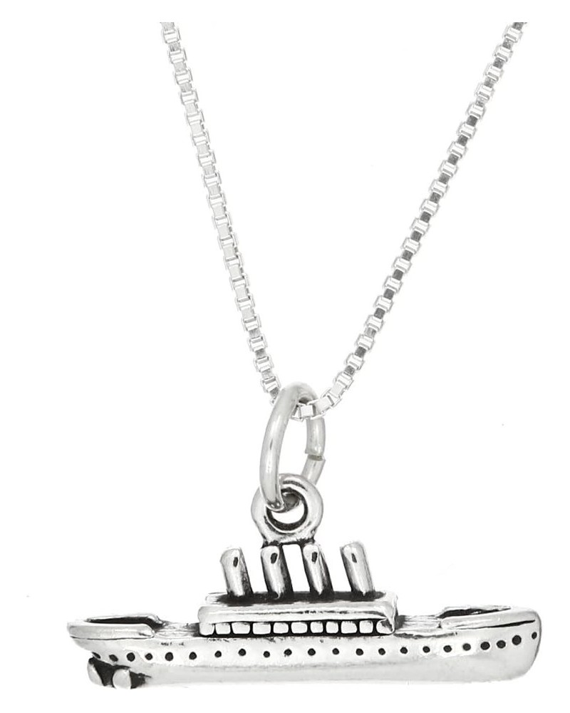 Sterling Silver Oxidized 3D Titanic Ship Charm Pendant with Box Chain Necklace 18.0 Inches $15.48 Necklaces