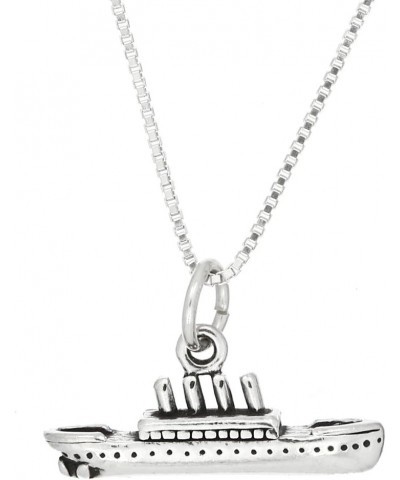 Sterling Silver Oxidized 3D Titanic Ship Charm Pendant with Box Chain Necklace 18.0 Inches $15.48 Necklaces