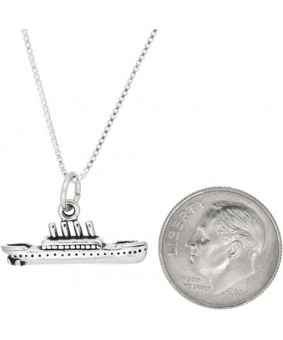 Sterling Silver Oxidized 3D Titanic Ship Charm Pendant with Box Chain Necklace 18.0 Inches $15.48 Necklaces