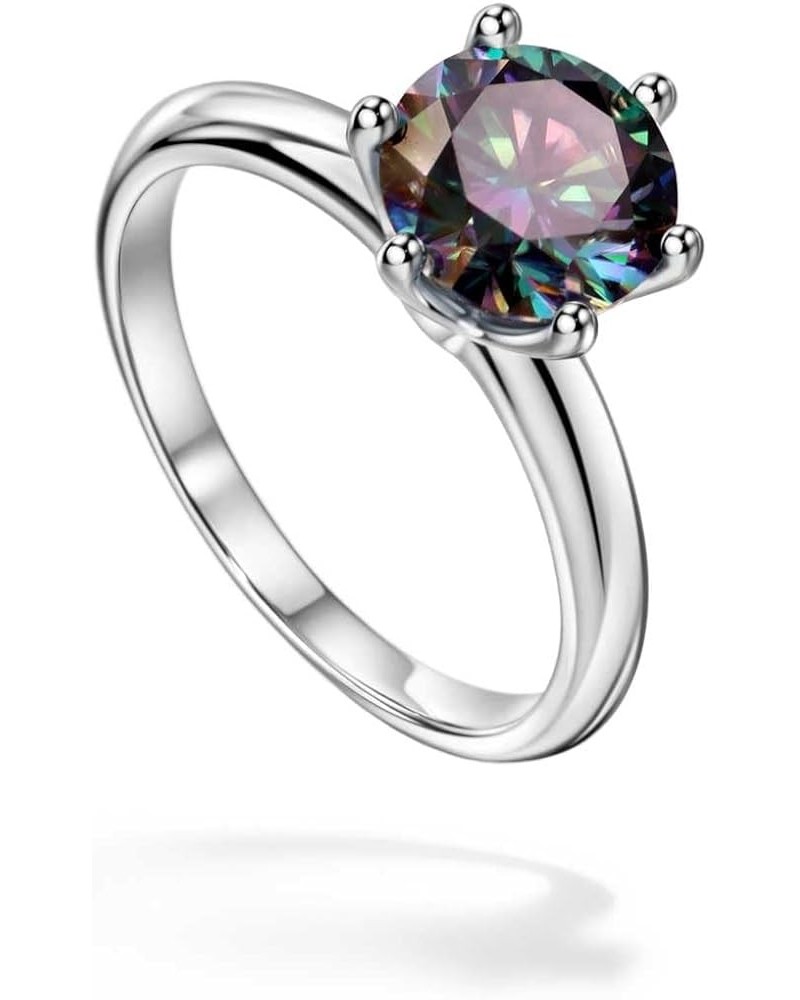 Moissanite Engagement Ring for Women, 2CT BLACK/PINK/YELLOW/RAINBOW/SEA BLUE/D-E/Crystal AB Moissanite Solitaire Promise Ring...