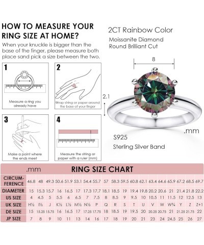 Moissanite Engagement Ring for Women, 2CT BLACK/PINK/YELLOW/RAINBOW/SEA BLUE/D-E/Crystal AB Moissanite Solitaire Promise Ring...