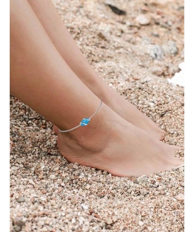 Anklet for Women 925 Sterling Silver Dainty Gemstone Ankle Bracelet Beach Fine Jewelry Anniversary Birthday Mother's Day Gift...