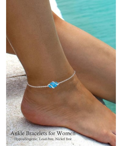 Anklet for Women 925 Sterling Silver Dainty Gemstone Ankle Bracelet Beach Fine Jewelry Anniversary Birthday Mother's Day Gift...