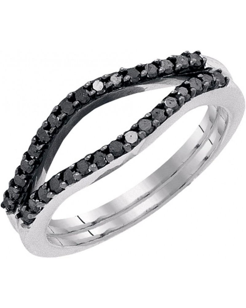 0.35 Carat Round Black Diamond Anniversary Enhancer Guard Wedding Band for Ladies in 10K Gold 10 White Gold $147.45 Others