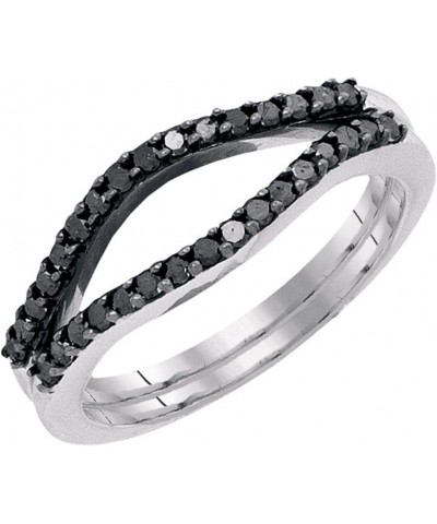 0.35 Carat Round Black Diamond Anniversary Enhancer Guard Wedding Band for Ladies in 10K Gold 10 White Gold $147.45 Others