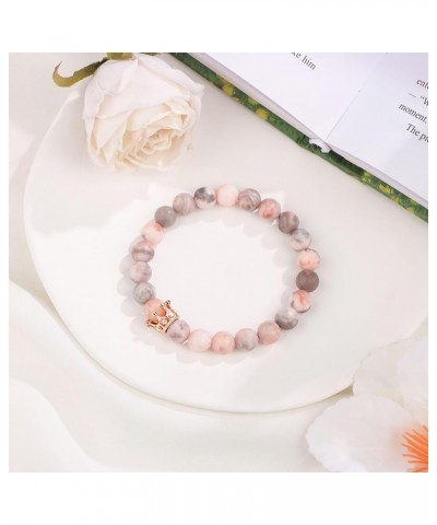 Gifts for Women Natural Stone Crown Bracelet Gifts for Mom Daughter Wife Granddaughter Bestie Sister Inspirational Gifts for ...