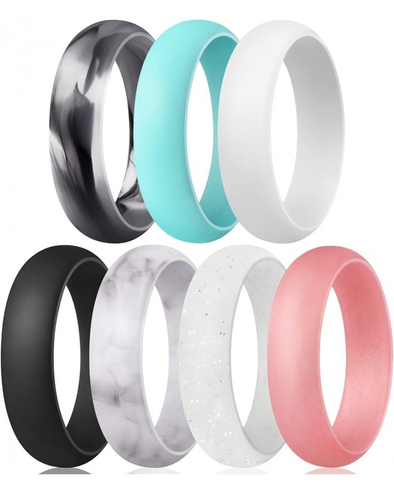 Women Silicone Wedding Ring Inner Arc Ergonomic Breathable Design Rubber Wedding Band 5.5mm Wide 2mm Thick Rubber Rings for W...