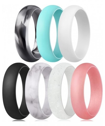 Women Silicone Wedding Ring Inner Arc Ergonomic Breathable Design Rubber Wedding Band 5.5mm Wide 2mm Thick Rubber Rings for W...