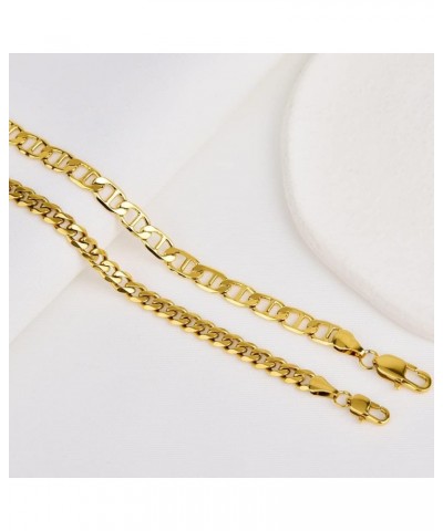 Gold Ankle Bracelets for Women Waterproof Flat Mariner Cuban Rope Snake Anklet Set Layered18K Gold Plated Foot Chain Adjustab...