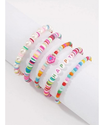 Corlorful Stackable Bracelets Boho Bracelets Bead Bracelet Pearl Bracelets for Women 5Pcs Colorful Beach Bracelet for Summer ...