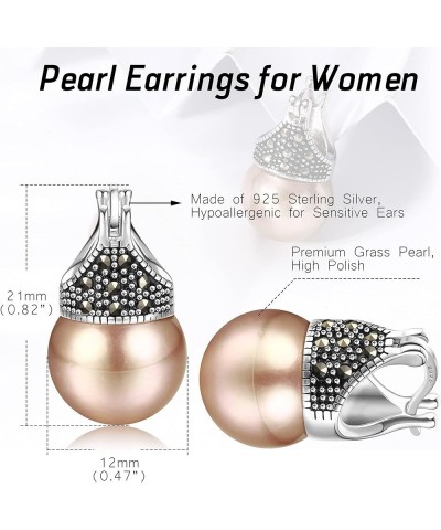 Pearl Earrings 18K White Gold Plated 925 Sterling Silver Pearl Earrings Simulated/Glass Pearl Drop Earrings Pearl Dangle Stud...